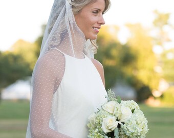 Point d'Esprit Juliet Veil with Beaded Lace