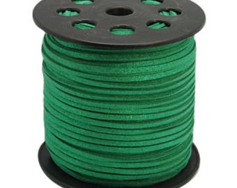 Green suede cord 5 m glitter 3 mm