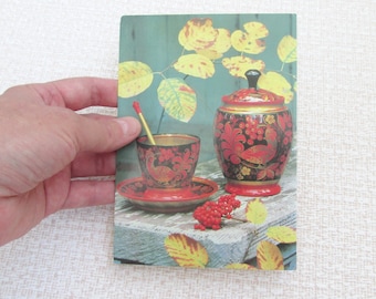 Russian gift postcard Russian postcard Khokhloma Russian style Autumn gift Postcard kitchen picture Gift for sister Gift women Gift for mom
