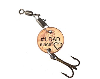 Number One Dad Engraved Penny Fishing lure - Gift for Him - Daughter Gift For - Stamped Penny - Son Gift For - New Daddy - Best Daddy