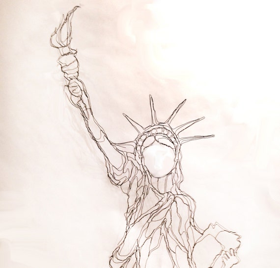 Lady Liberty 36 Wire Statue Of 2D Wall Art Lady Liberty 36 Wire Statue Of 2D Wall Art