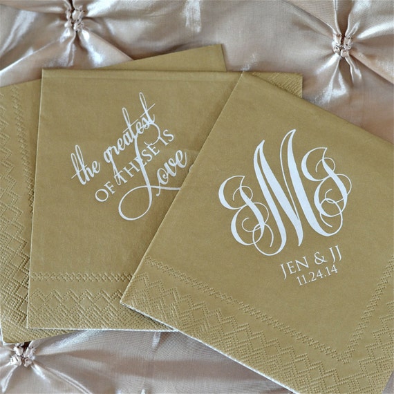 Custom Printed Wedding Napkins Personalized Beverage Napkins
