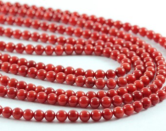 Wholesale Red coral smooth round bead, Available in 4 to 9 mm. Beads for handmade jewelry