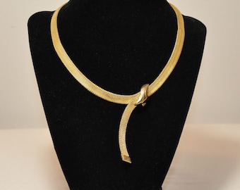 Vintage Napier Signed Gold Mesh Necklace