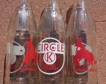 Vintage Circle K Brand Beverage Bottles, Glass Bottles, Soda Bottles