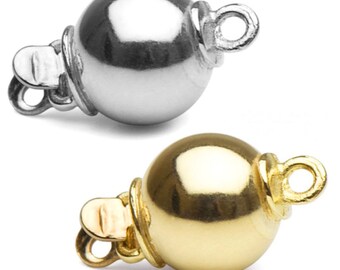 One lovely 14K yellow/white gold ball clasp