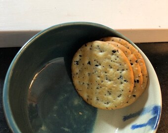 Small Blue and Cream Ceramic Bowl