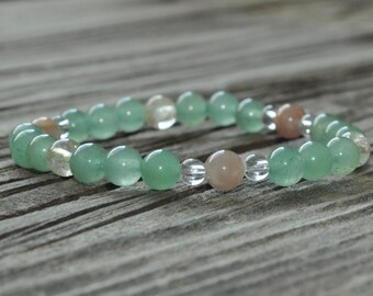 Good Luck Mala Bracelet, Sunstone, Aventurine, Citrine, Fortune, Prosperity, Chakra, Yoga Bracelet, Crystal Healing Bracelet, Meditation
