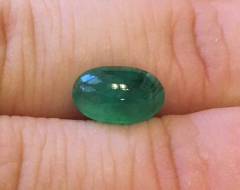 Emerald Cabochon 1.70 Oval 6x10mm Natural Brazilian Green Gemstone