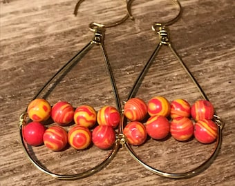 Orange malachite earrings