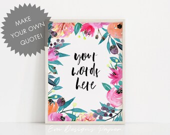 Custom personalized quote poster, Your own words frame, Your text here print, Custom quote print, Custom handwriting printable, Custom text
