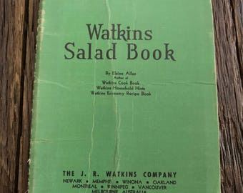Vintage Cookbook - 1946 Watkins Salad Book Cookbook- Antique Cookbook With Illustrations - Watkins Salad Cookbook By Elaine Allen