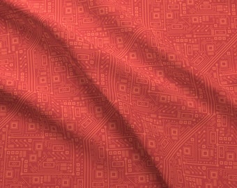 Computer Fabric - Robot Circuit Board Red By Robyriker - Computer Circuit Electric Geeky Nerd Cotton Fabric By The Yard With Spoonflower