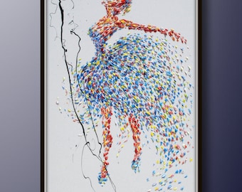 Painting ballerina 55" original painting on canvas, figure painting, thick oil paint, extremely special, Express Shipping, By Koby Feldmos