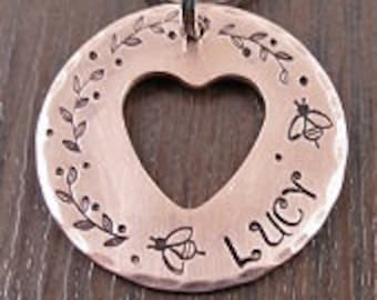 Dog tag, Dog ID tag, Dogs name tag, Dog tags for dogs, Pet tag, Pet ID tag, Personalized pet tag, Custom pet tag, Key Chain, HEART