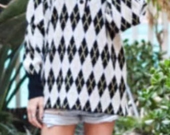 Diane Von Furstenberg Argyle Sweater