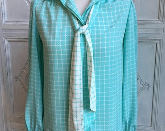 Vintage Blouse by Planet Tie neck - 1970s/80s Size 8-10