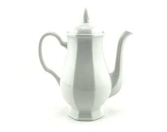 Vintage White Porcelain Teapot or Coffee Pot