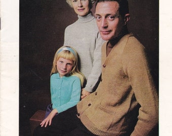 ON SALE Patons Knitting Pattern No 826 for Family in Scotch Mist - Vintage 1970s, Jumpers, Sweaters, Cardigans, Jackets.
