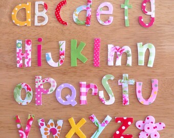 Cute & Funky Iron on Fabric Letters - MIXED CASE 3-3.5cm appliques - made to order, choose your letters, fabrics - ships from UK