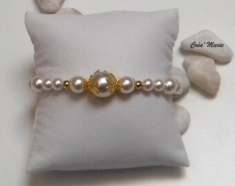 WEDDING bracelet white & gold Bra083