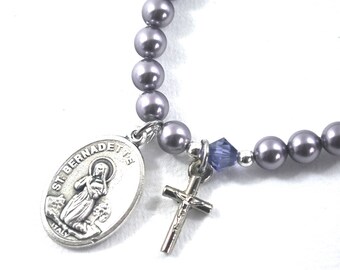 St Bernadette Saint Bracelet Saint Bernadette bracelet catholic bracelet Prayer jewelry confirmation gift Religious gift inspirational