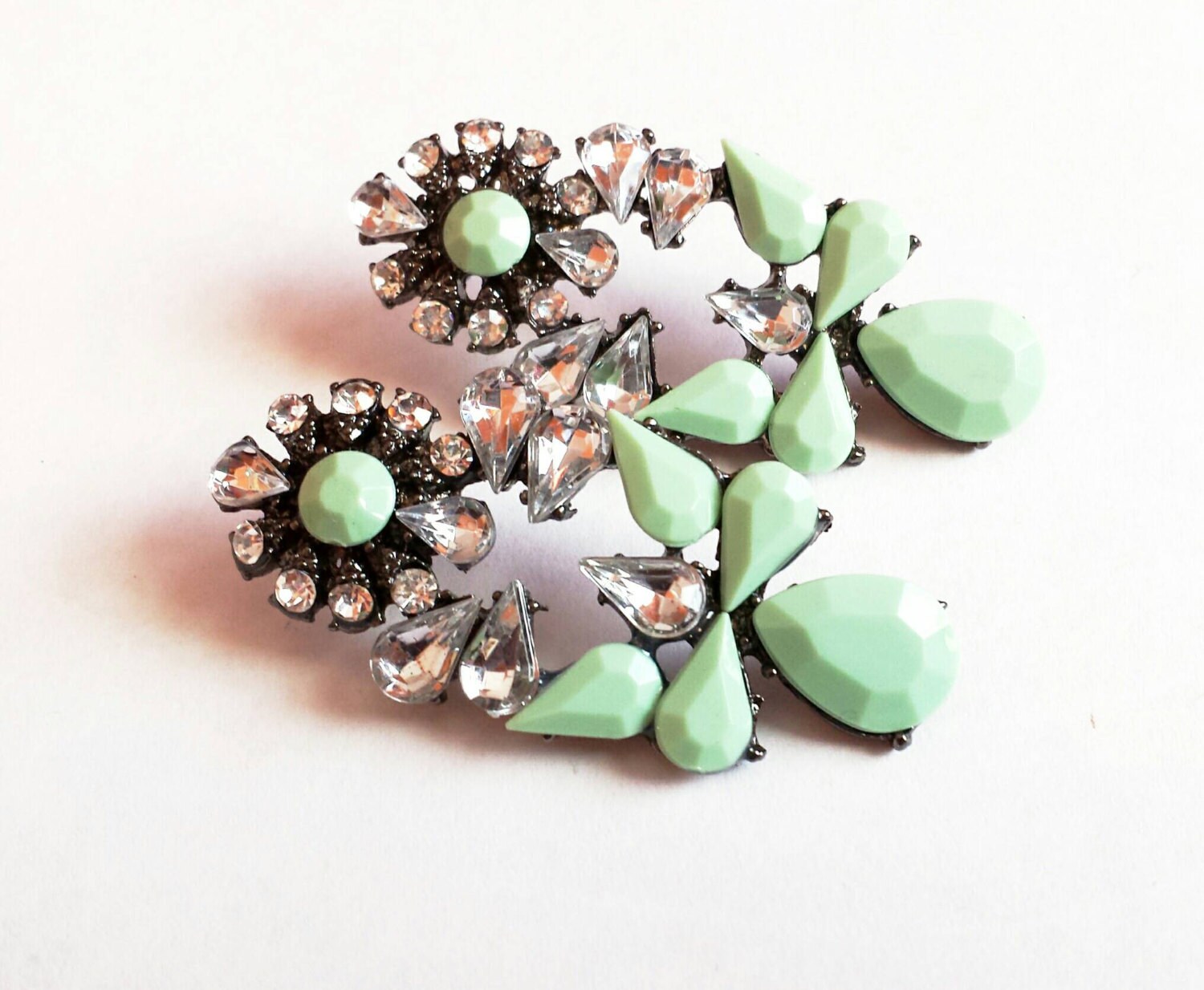 Bohemian Green Earrings Green Crystal Earrings Bohemian