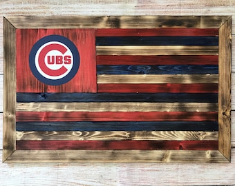 Customizable chicago cubs flag - wooden - ready to hang (Other teams available)
