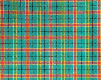 Homespun Fabric | Cotton Fabric | Plaid Fabric | Aqua Color Plaid Fabric | Woven Homespun Fabric | Primitive Fabric | Rag Quilt Fabric