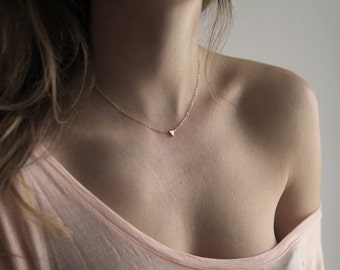 Gold Triangle Necklace, Tiny Triangle Necklace, 14k Solid Gold