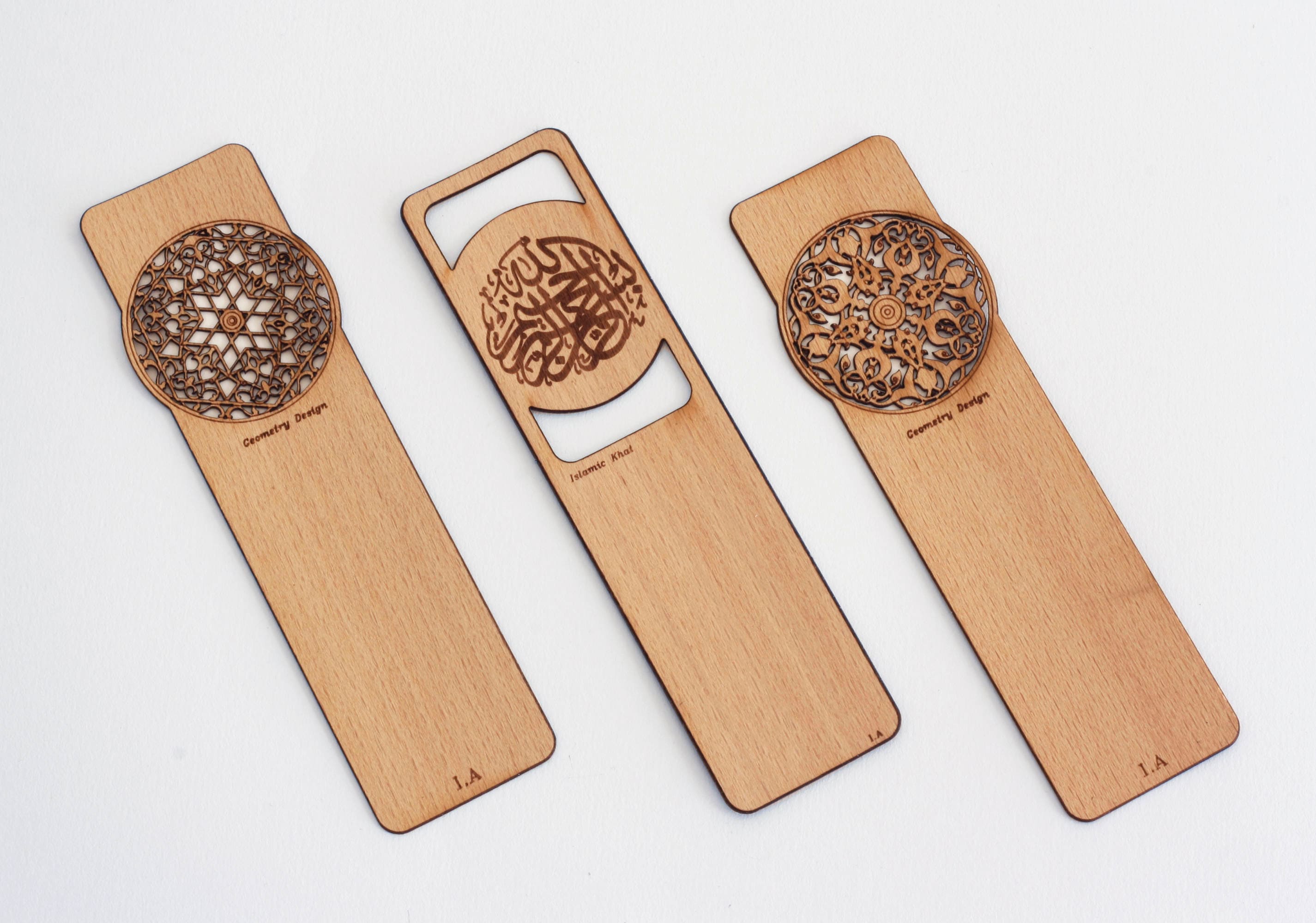 Set of 3 - Luxury Islamic Bookmarks - Real Wood Veneer - Beautifully Crafted Page Markers - High Quality