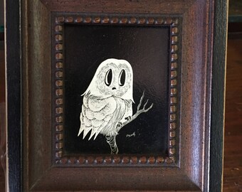 Miniature Owl Etching