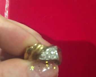 Silver and gold plated funky statement ring