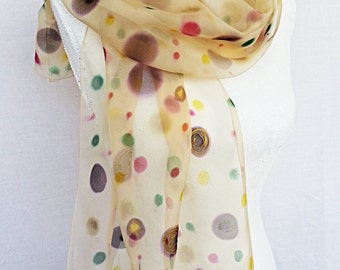 Silk Scarf, Hand painted Silk scarf, handpainted silk scarf,brown silk scarf gift for her silkscarvesparis
