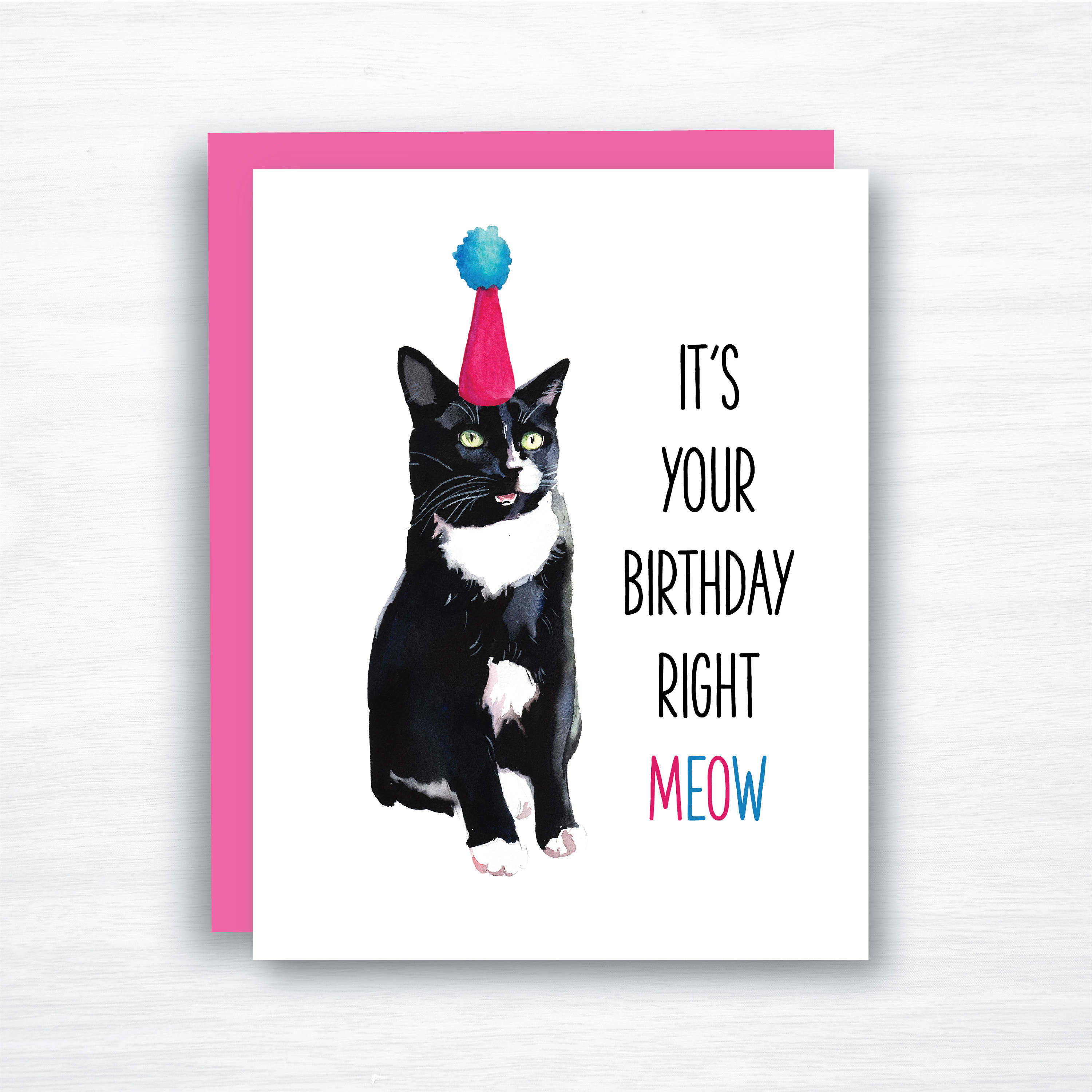 cat birthday card cat card it's your birthday right