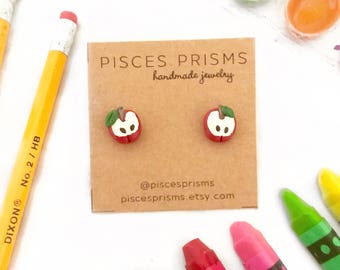 Apple Earrings, Back to School Earrings, School Earrings, Apple Earrings, Teacher Gifts, Teacher Earrings, School Jewelry, Red Apples, Apple