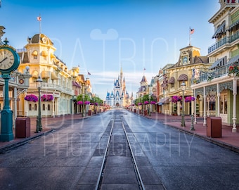 Empty - Main Street USA Photo Print, Canvas Wrap, Magic Kingdom, Walt Disney World, Cinderella Castle