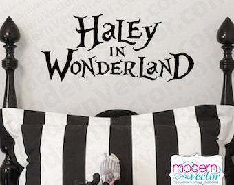 Alice in Wonderland Personalized Name Vinyl Wall Decal Sticker Decor Nursery Movie Inspired Custom Design