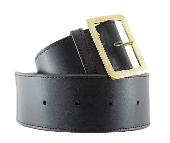 Black leather belt extra wide handmade Melbourne