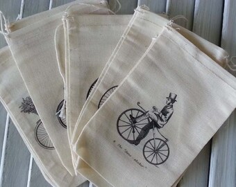 Steampunk Bicycle Steampunk Gift Bag Steampunk Wedding Muslin Bags Sachet Bags Steampunk Style Small Gift Bag Fabric Gift Bag Bulk Gift Bag