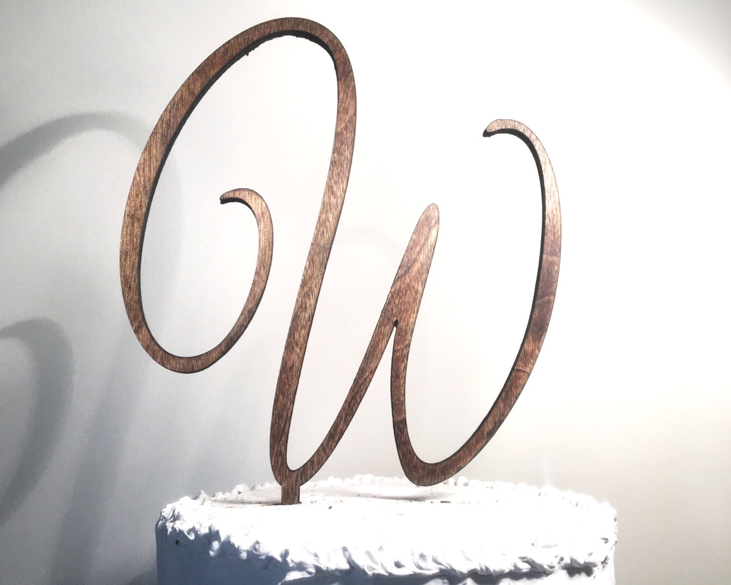 Wooden Wedding Cake Topper Letter W Monogram Cake Topper