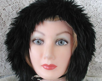 Black Tuscan Lamb Fur Hat.....Vintage Hat Made in Italy of Black Lamb Fur