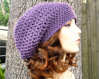 Womens Hat Slouchy Beanie - Weekender Slouchy Hat in Dusty Purple Crochet Hat - Purple Hat Purple Beanie Womens Accessories Winter Hat
