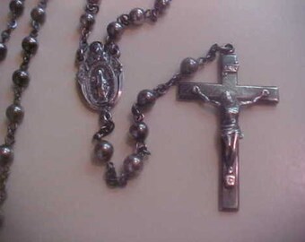 Vintage CREED Sterling Silver Rosary Beads Religious Jewelry 19"