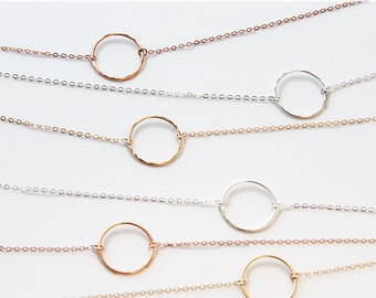 Circle Necklace, Dainty Gold circle Necklace ZN00251