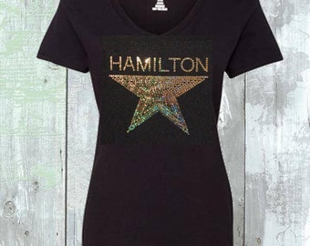 Hamilton The Musical Star Sequins Shirt Sizes Sm - 5XL