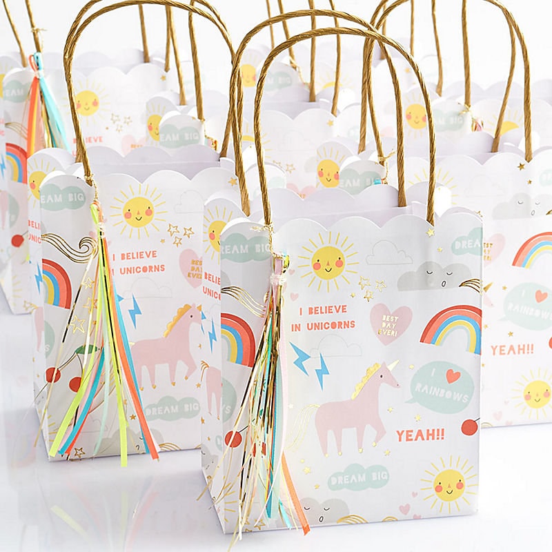 Unicorn Gift Bags (set of 8), Meri Meri Rainbow and Unicorn Party Bags ...