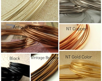 18 gauge SQUARE Wire - Non Tarnish Silver Plate, Gold Colored, Copper, Antique Copper, Vintage Bronze, Titanium Colored, Black