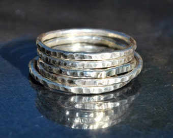 Silver Stacking Ring, Sterling Silver Stackable Ring, Hammered Silver Ring, Petite Ring, Sterling Silver Band, Dainty Ring, Durable Ring