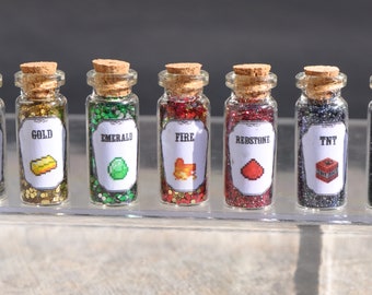 Set of 15 Medium Gaming Minecraft Potions and Potion Ingredients